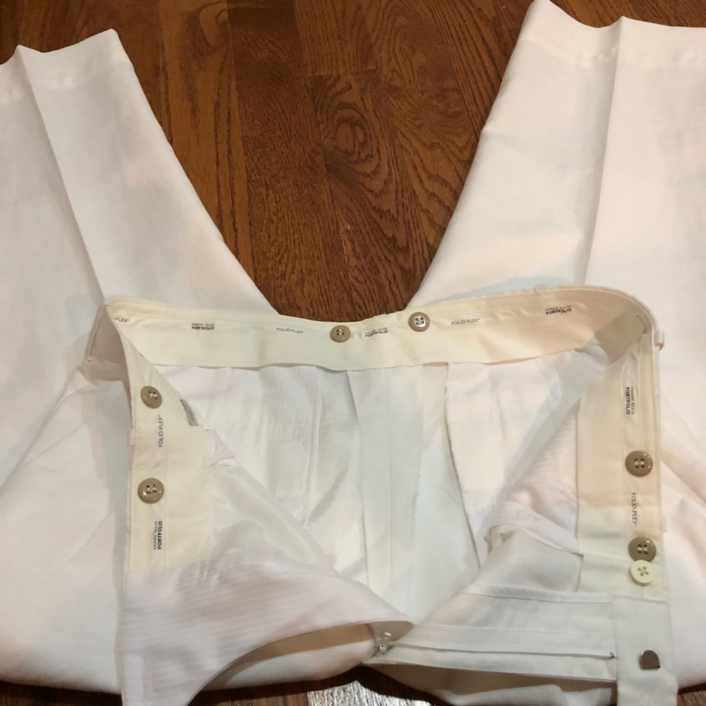 White Linen Perry Ellis Portfolio Pants